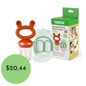 HAAKAA MINI COMBO ALIMENTADOR PARA LECHE O FRUTAS (ROJO) + MINI BANDEJA PARA CONGELAR