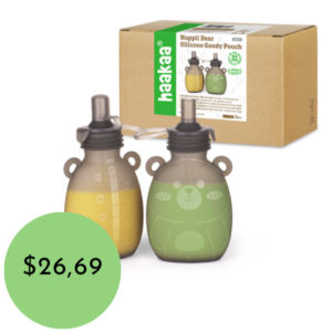 HAAKAA BOLSA DE SILICÓN PARA ALIMENTOS HAPPY BEAR-170 ML - 2PZAS